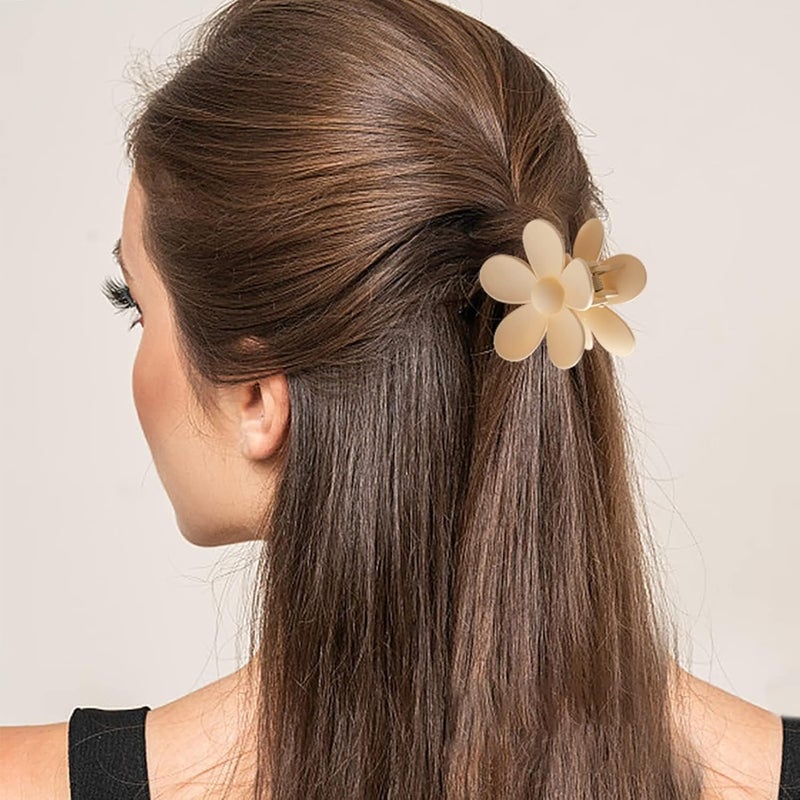 Sunolga 8PCS Hair Clips for Women, Flower Claw Clips for Thick Hair, Non-Slip Hair Accessories with Multi-Styles, Neutral Colors Hair Claw Clips and Variety Pack, Ideal for Girls - Image 3